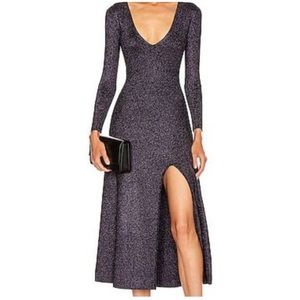 A.L.C. Metallic Glitter Serafina Knit Slit Dress in Black Lave